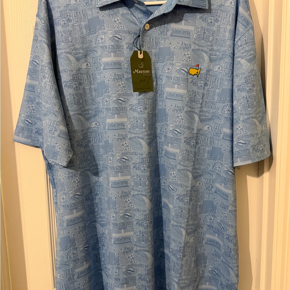 Masters Blue Graphic Short-Sleeve Golf Polo with Emblem